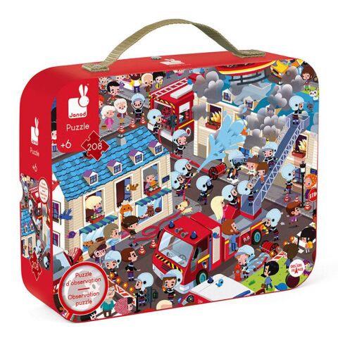 Janod 208 Parça Yuvarlak Puzzle ve Bulmaca İtfaiyeci