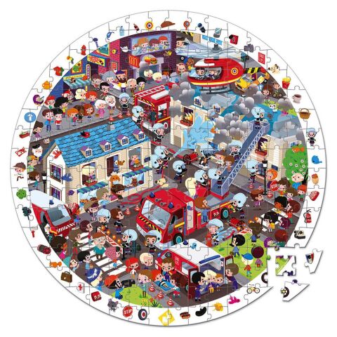 Janod 208 Parça Yuvarlak Puzzle ve Bulmaca İtfaiyeci