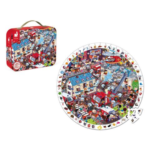 Janod 208 Parça Yuvarlak Puzzle ve Bulmaca İtfaiyeci
