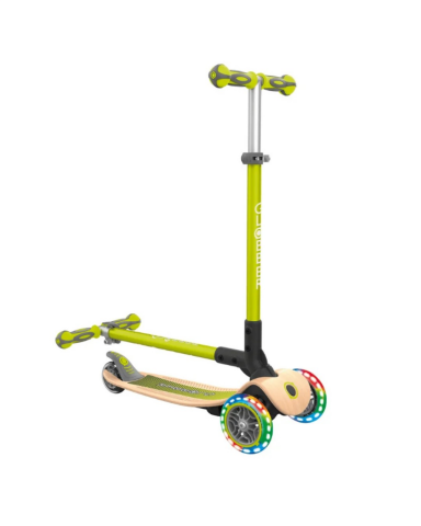 Globber Primo Wood Katlanabilir Işıklı Scooter - Yeşil