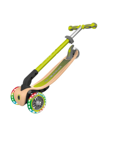 Globber Primo Wood Katlanabilir Işıklı Scooter - Yeşil