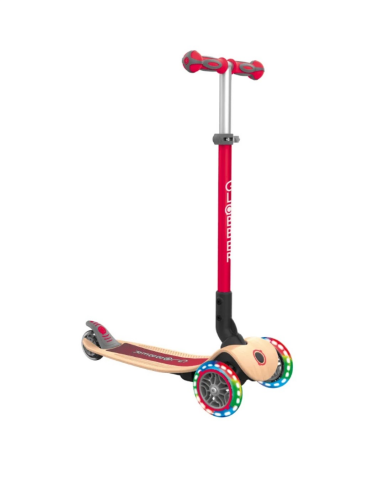 Globber Primo Wood Katlanabilir Işıklı Scooter - Kırmızı
