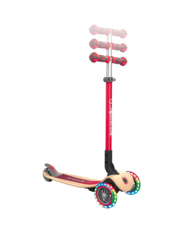 Globber Primo Wood Katlanabilir Işıklı Scooter - Kırmızı