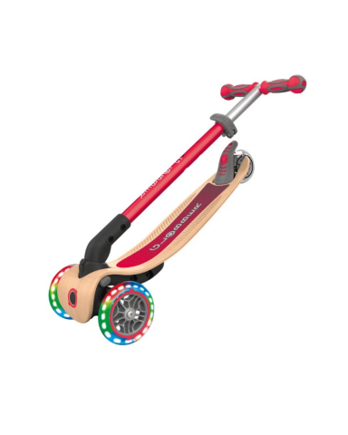 Globber Primo Wood Katlanabilir Işıklı Scooter - Kırmızı