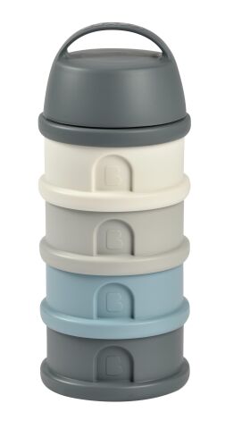 Beaba - 4 Katmanlı Süt Tozu Kutusu ve Atıştırmalık Kabı (Mineral Grey/ Blue)