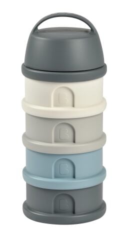 Beaba - 4 Katmanlı Süt Tozu Kutusu ve Atıştırmalık Kabı (Mineral Grey/ Blue)