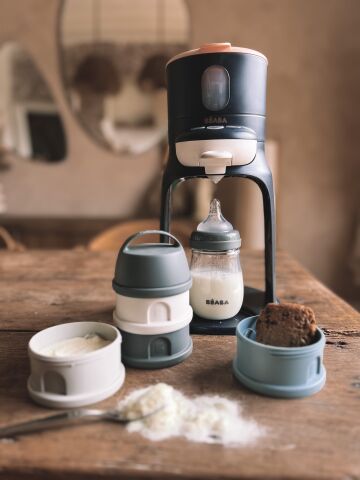 Beaba - 4 Katmanlı Süt Tozu Kutusu ve Atıştırmalık Kabı (Mineral Grey/ Blue)