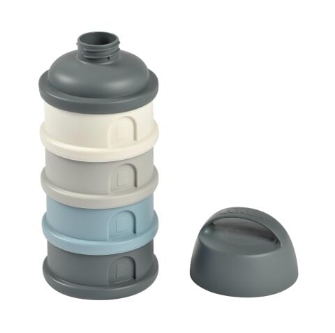 Beaba - 4 Katmanlı Süt Tozu Kutusu ve Atıştırmalık Kabı (Mineral Grey/ Blue)