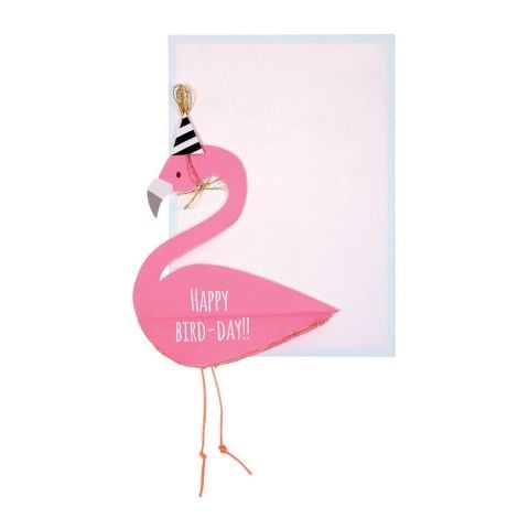 Meri Meri - Flamingo Honeycomb Card - Flamingo Tebrik Kartı