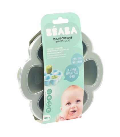 Beaba - Silikon 6'lı Sıcak & Soğuk Saklama Kabı Sage Green 6 x 90ml