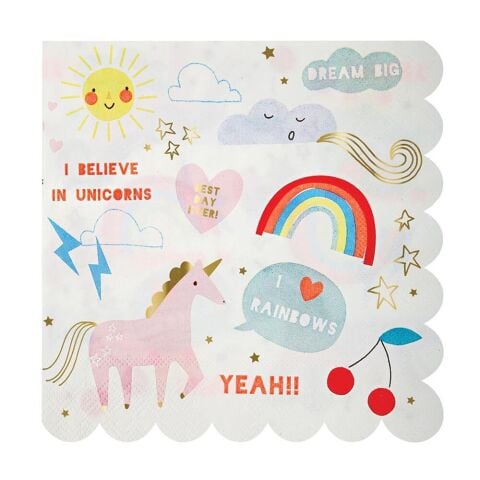 Meri Meri - I Believe In Unicorns Large Napkins - Unicorn Peçete - L