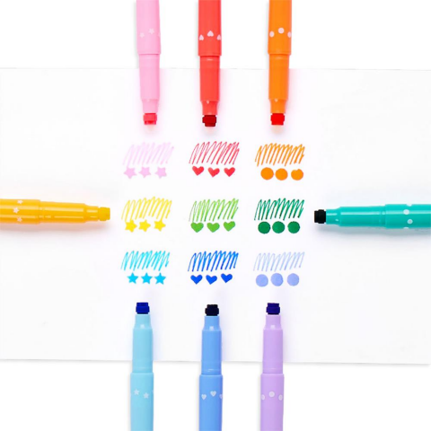 Ooly Confetti Stamp Çift Uçlu 9lu Keçeli Kalem
