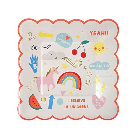 Meri Meri - I Believe In Unicorns Small Plates - Unicorn Tabak - S