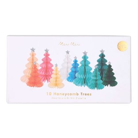 Meri Meri - Rainbow Forest Honeycomb Decorations - Renkli Orman Petekli Dekorlar - 10'lu