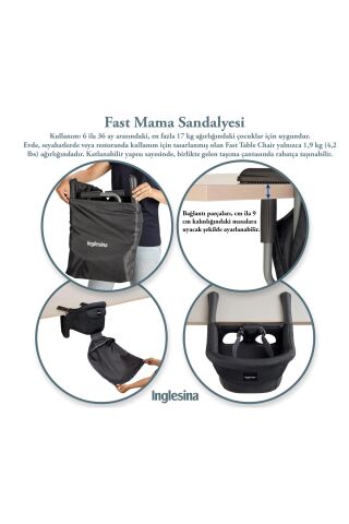 Inglesina Fast Masaya Takılan Taşınabilir Mama Sandalyesi - Desert Beige