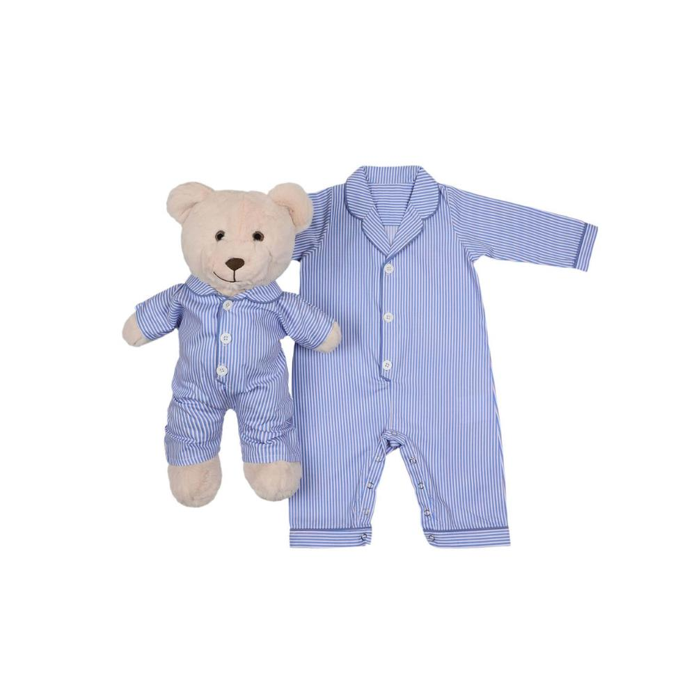 Luna Mia Blue Stripe Uyku Arkadaşlı Bebek Tulum Seti