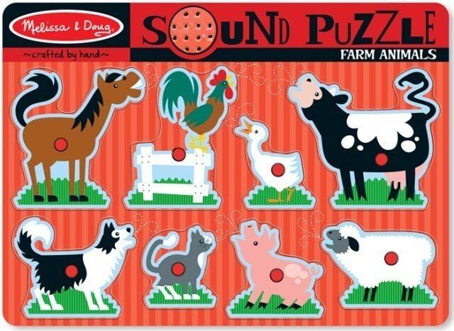 Melissa&Doug Ahşap Sesli Puzzle - Çiftlik Hayvanları