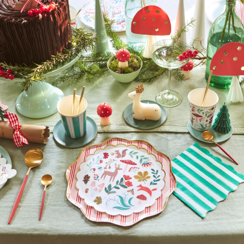 Meri Meri - Winter Woodland Tabaklar - M - 8 Adet