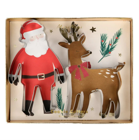 Meri Meri - Santa & Reindeer Festive Cookie Cutter - Noel Baba & Ren Geyikleri Kurabiye Kalıbı