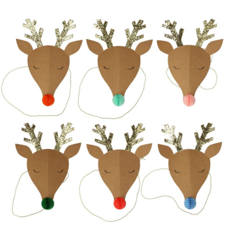 Meri Meri - Reindeer Party Hats - Ren Geyikleri Parti Şapkaları - 6Lı