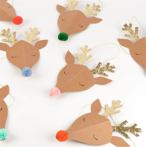 Meri Meri - Reindeer Party Hats - Ren Geyikleri Parti Şapkaları - 6Lı
