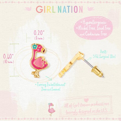 Cutie Studs / Küpe- Fantastic Flamingo