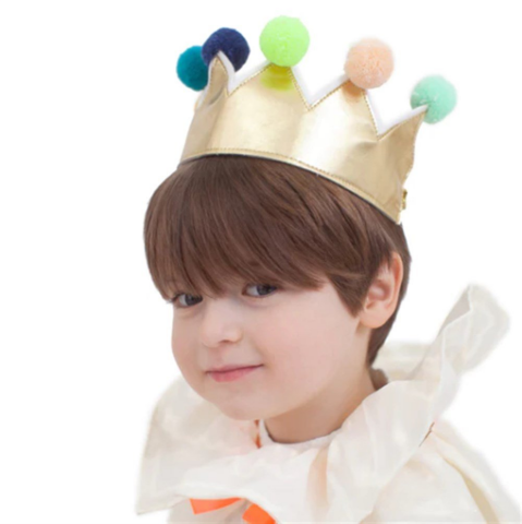 Meri Meri - Gold Pompom Crown - Altın Ponpon Taç