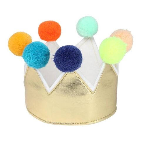 Meri Meri - Gold Pompom Crown - Altın Ponpon Taç