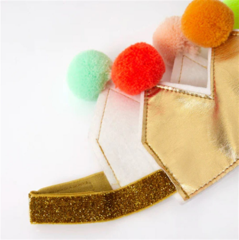Meri Meri - Gold Pompom Crown - Altın Ponpon Taç