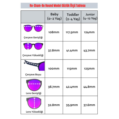 Roshambo Round Model Rose Kiremit Rengi / Kahverengi Standart Lens Çocuk Güneş Gözlüğü 4-12 Yaş