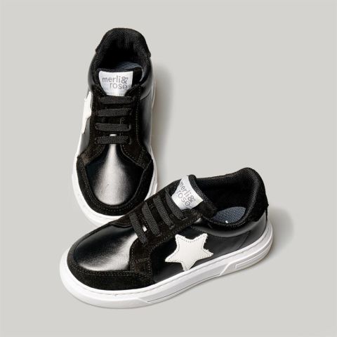 Merli&Rose Deri Star Sneaker | Siyah-Beyaz