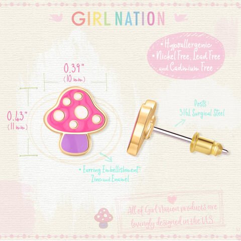 Cutie Studs / Küpe- Mini Mushroom