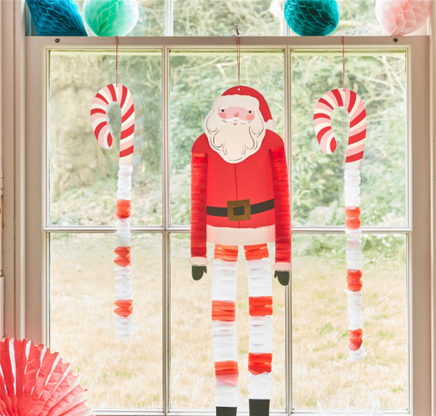 Meri Meri - Noel Baba Ve Ren Geyiği Asılan Süsler - 4 Adet