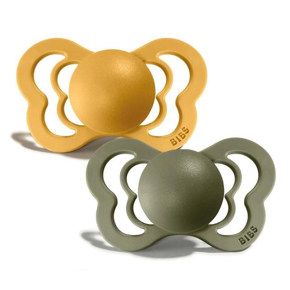Bibs Damaklı Kauçuk Emzik 2'li Set 6-18 Ay - Honey Bee & Olive