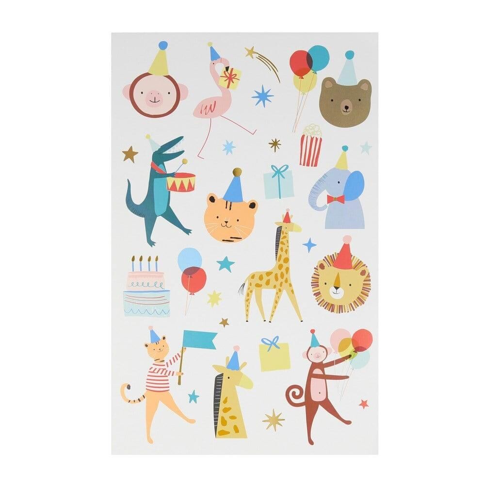 Meri Meri - Animal Parade Tattoo Sheet - Hayvan Geçit Töreni Geçici Dövmeler - 2'Li