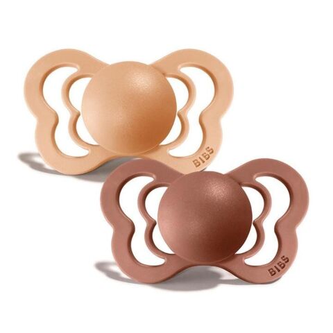 Bibs Damaklı Kauçuk Emzik 2'li Set 6-18 Ay - Peach & Woodchuck