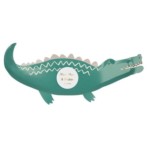 Meri Meri - Crocodile Plates - Timsah Tabaklar - 8'Li