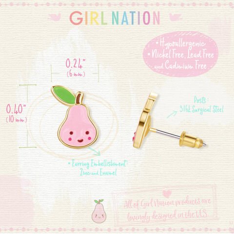 Cutie Studs / Küpe- Pink Pear