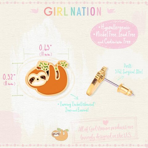 Cutie Studs / Küpe- Playful Sloth