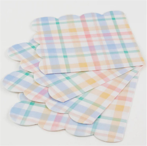 Meri Meri - Large Spring Plaid Napkins - Bahar Yeri Peçeteler - 16'Lı