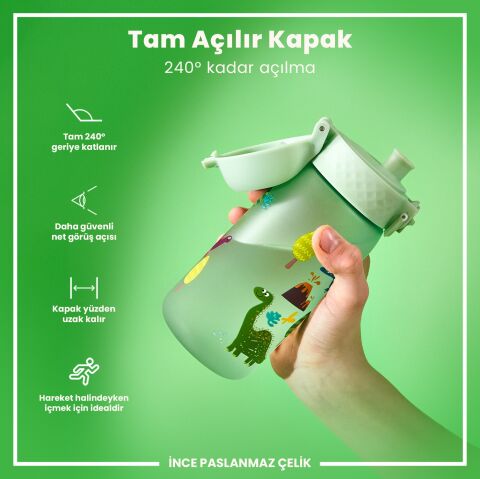 Ion8 - Çocuk Suluk - Dinozorlar- 350 ml - Sızdırmaz - BPA İçermeyen