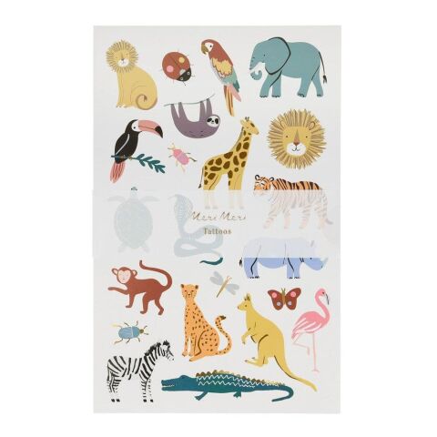 Meri Meri - Wild Animals Tattoo Sheet - Vahşi Hayvanlar Geçici Dövmeleri - 2'Li