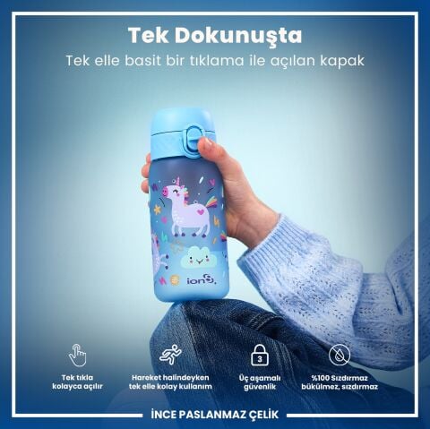 Ion8 - Çocuk Suluk - Mavi Unicorn- 350 ml - Sızdırmaz - BPA İçermeyen
