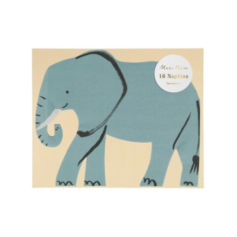 Meri Meri - Elephant Napkin - Fil Peçeteler - 16'Lı