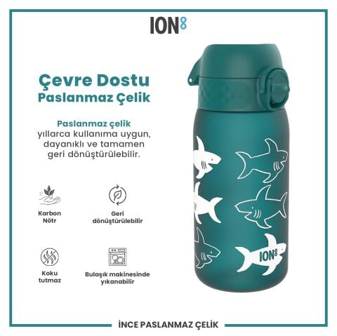 Ion8 - Çocuk Suluk - Köpekbalığı - 350 ml - Sızdırmaz - BPA İçermeyen