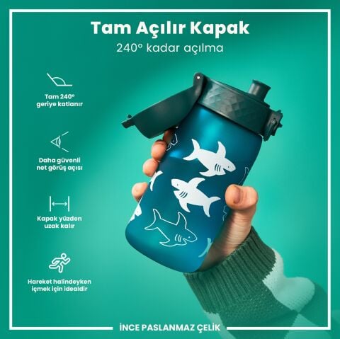Ion8 - Çocuk Suluk - Köpekbalığı - 350 ml - Sızdırmaz - BPA İçermeyen