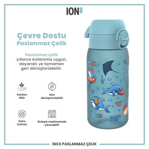 Ion8 - Çocuk Suluk - Mavi Köpekbalığı - 350 ml - Sızdırmaz - BPA İçermeyen