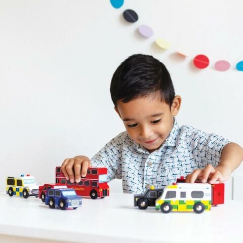 Le Toy Van Londra Araba Seti - London Car Set Wooden