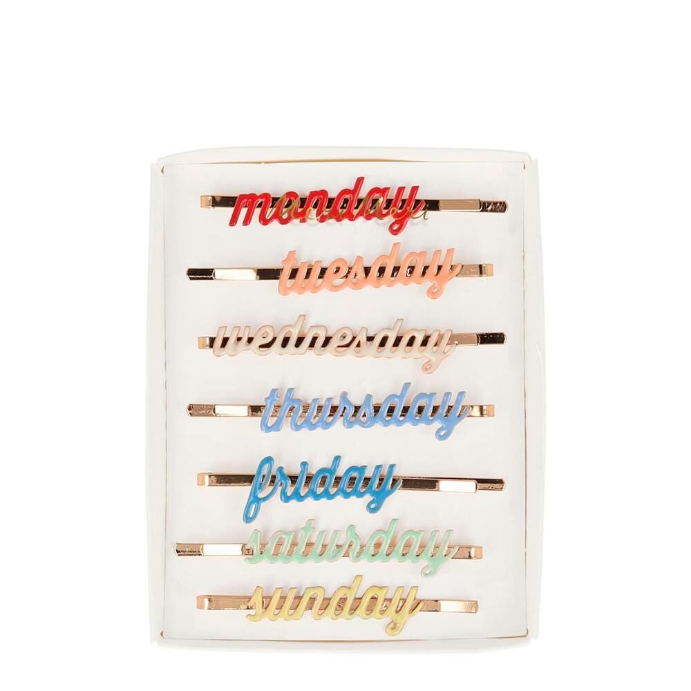 Meri Meri - Enamel Week Day Hair Slides - Haftanın Günleri Tokaları