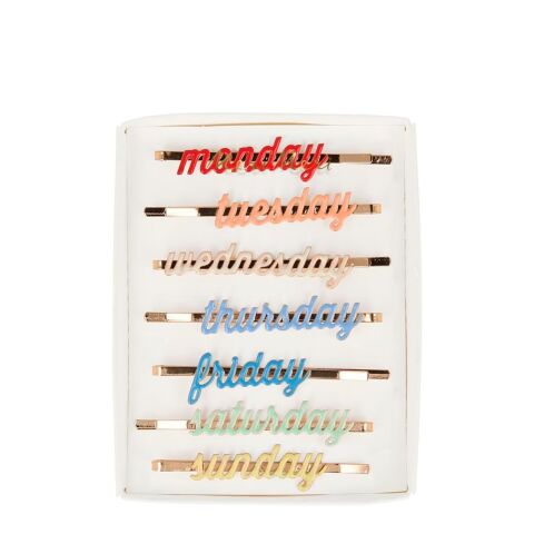Meri Meri - Enamel Week Day Hair Slides - Haftanın Günleri Tokaları